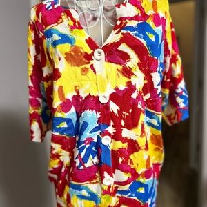 Joseph A. Women's Top Pullover Short Sleeve Multicolor Size M